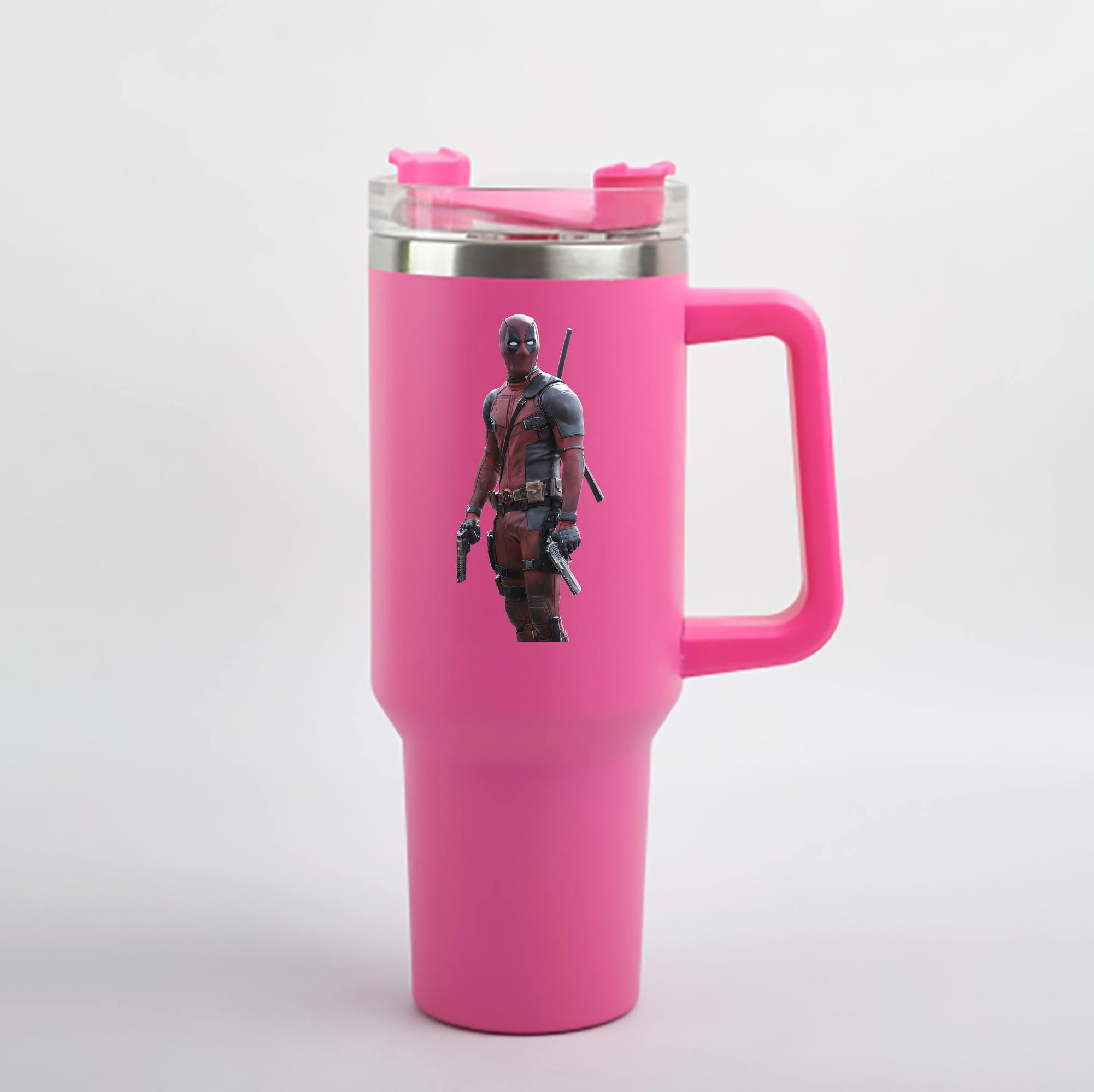 （画像用） Deadpool デッドプール 1200mL車用タンブラー - クリスタルステッカー（プラスチックストロー付き）